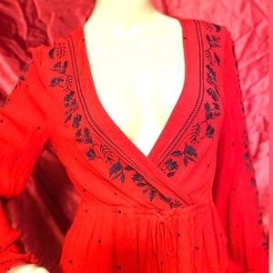 red linen top size S